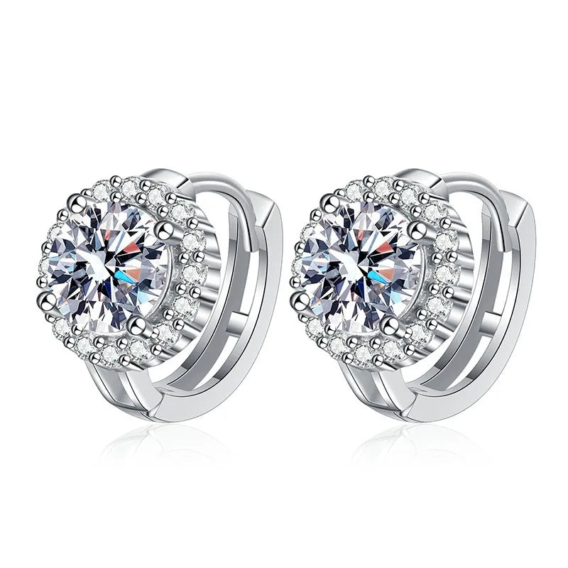 Wholesale Round Shape Grade D Vvs Moissanite Earrings 925 Sterling Silver 0 .5ct  1ct Moissanite Drop Earrings