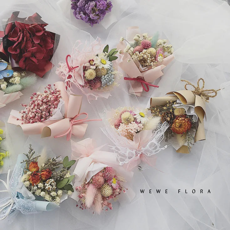 L037 Colorful Luxury Mini Natural Dried Flower Bouquet for Decoration Valentine'S Day Gift Diy Handmade Material Dried Flower