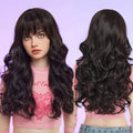 MOQ1 Synthetic Hair Long Water Wave Curly Brown with Light Color Wig Middle Part Wigs for Women Natural Party Heat Resistant