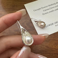 Korean Fashion Jewelry 925 Sterling Silver Geometric Synthetic Pearl Drop Earrings for Girls