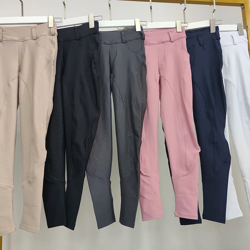 6 Colors Top Quality Kid Breeches Riding Jodhpurs Leggings Full Seat Silicone Polyester Children Equestrian Breeches