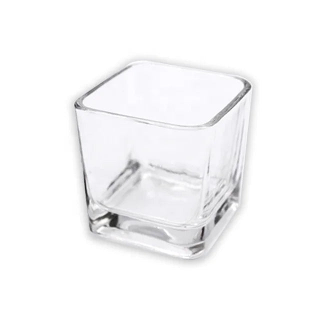 KF01T Factory Direct Sale Clear Square Shape Glass Jar for DIY Candle Making As Home Decoration in Bulk