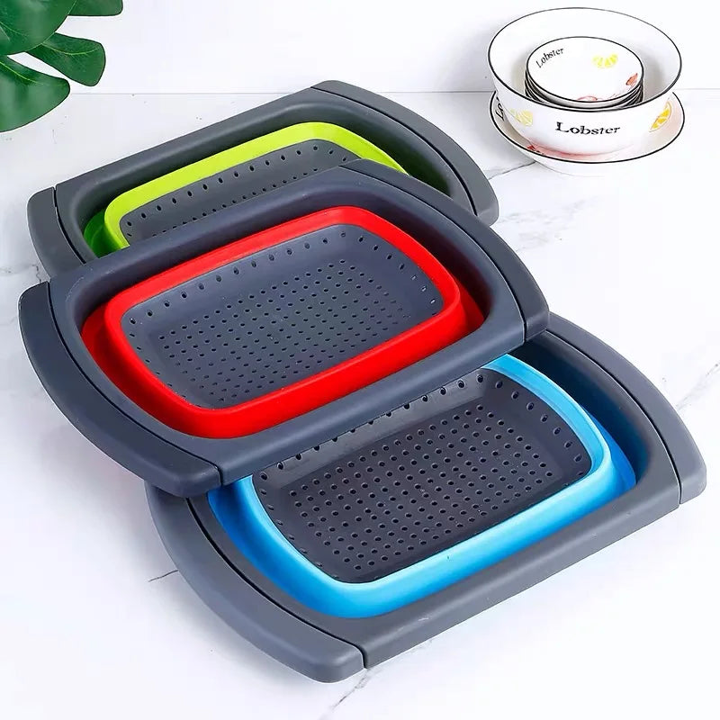 2026 New Wholesale Foldable Plastic Fruit and Vegetable Storage Basket Home Kitchen Usage Strainer Trays