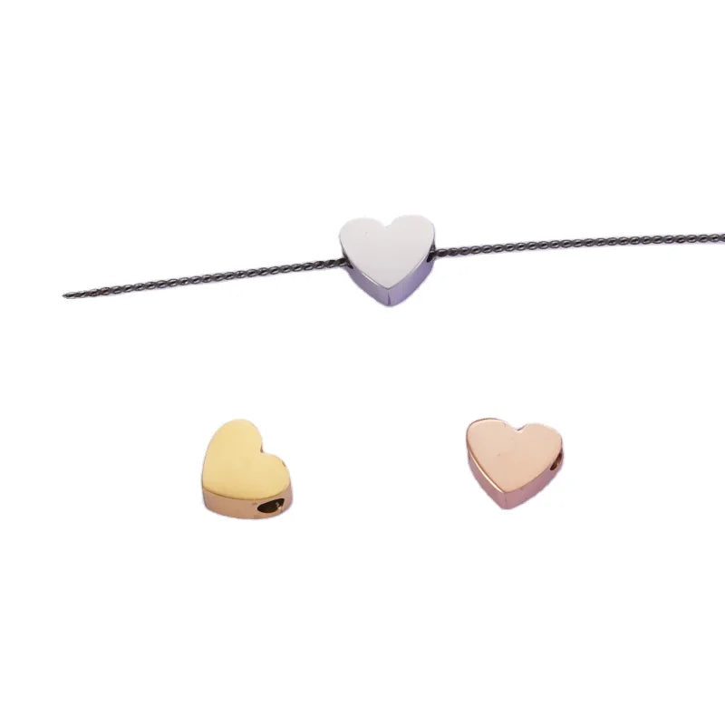 Wholesale Price DIY Necklace Bracelet Charms Stainless Steel Gold Plating Heart Spacer Bead