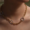 Luxury Waterproof 18K Gold Plated Stainless Steel Jewelry Charm Mix Color Link Chain Chunky 7MM Necklace