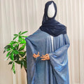 RM0710-1 Unique Islamic 2 Piece Set Breathable Lightweight Polyester Glitter Print Plus Size Women Abaya Muslim High-quality