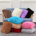 Solid Knitted Decorative Fur Pillow Case for Home and Hotel Use Plush Backrest Pillow for Living Room and Bedroom Decor