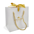 Free Small White Color Custom Paper Gift Bags with Your Own logo Gold Foil Stamping with Handle