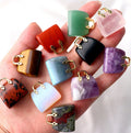 Natural Jade Agate Mini Handbag Amethyst Tiger's Eye Carving Gemstone Crystal Bag Home Decoration Ornaments