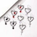 Wholesale Punk Jewelry Handmade Thorn Rivet Earrings Dark Gothic Geometric Heart Cross Drop Pendant Earrings Gifts for Women
