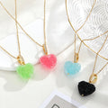 Fashion Gold Plated Accessories Sparkling Exquisite Zircon Necklace Beautiful Colorful Heart Pendant Necklace Gifts for Women