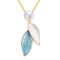 Wholesale 18K Gold Plated Chain Choker Leaf Pearl Pendant Natural Freshwater Pearl Necklace Jewelry