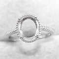 Semi Mount Ring 6*8/7*9mm Sterling Silver Empty Frame Blank Support Claws Setting S925 Base Without Center Stone DIY for Inlay