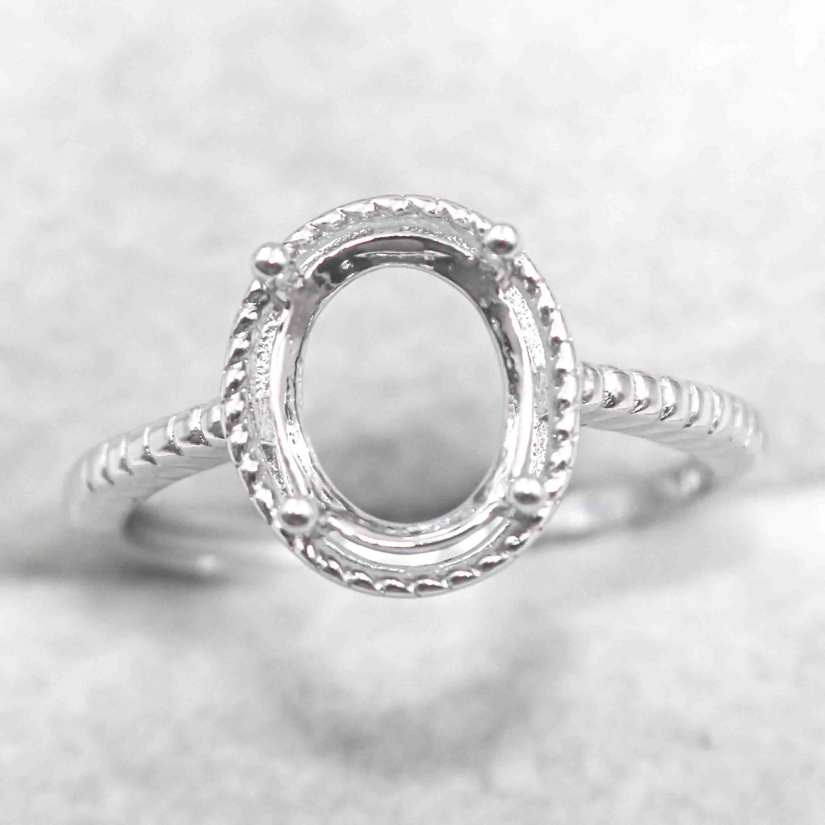 Semi Mount Ring 6*8/7*9mm Sterling Silver Empty Frame Blank Support Claws Setting S925 Base Without Center Stone DIY for Inlay