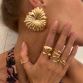 New Wholesale Ring Personalized Fashion Irregular Liquid Metal Open Ring Women Set