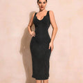 2024 New Sexy Deep V-Neck Sleeveless Knitted Slim Midi Dress Chic Office & Evening Dress for Women
