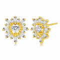Wholesales Fashion Gold Plating Zircon Heart Stud Earring Cubic Zircon Geometric Hollow Heart Women Earring