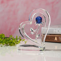 2025 Valentine's Day Souvenir 3D Rose Heart Shape Crystal Glass Model Quartz Rose with Cross Theme Perfect Gift Boxed
