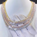 ZuanFo Jewelry 925 Silver Gra VVS Moissanite Diamond Tennis Chain 2MM 3MM 4MM 5MM Necklace Bracelet Men Women Hiphop Jewelry