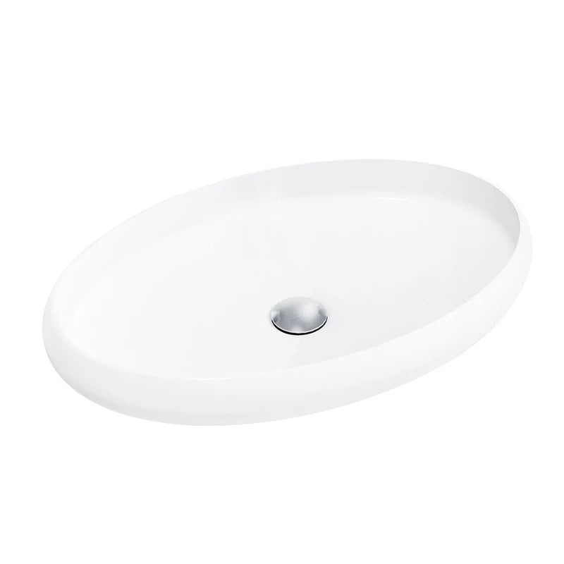 Gemei Factory's Easy Mount Installation Oval Stone Resin Countertop Modern Design Solid Surface Basin Sink for Bathrooms