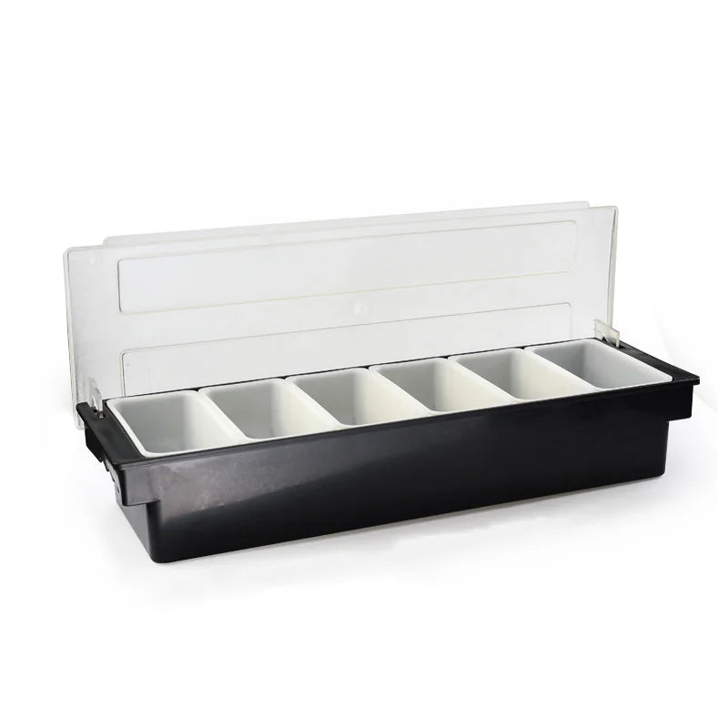 ABS Plastic 3/4/5/6 Section Pizza Ingredients Preparation Box Fruits Cheese Sauce Box Pizza Making Tool Accessories