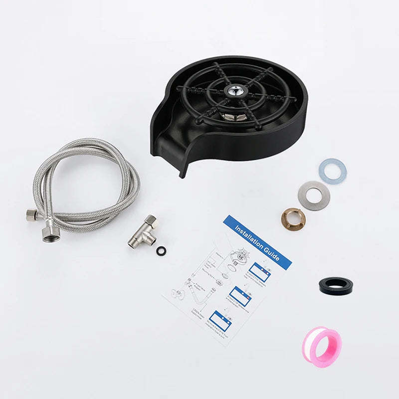 Hot Selling High Pressure Automatic Black Cup Cleaner Custom logo Bottle Cleaner Glass Rinser for Bar Kitchen Sink