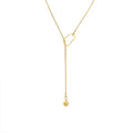 INS Simple Stainless Steel 18K Gold Plated Long Tassel Ball Pendant Necklace Personalized Y Shaped Chains Gift Unisex