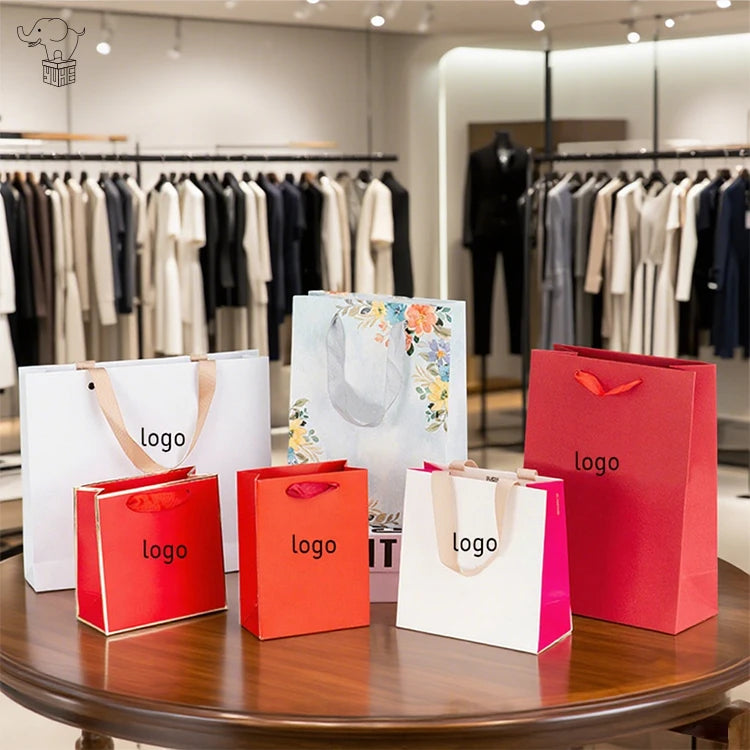 Yuhe Biopak Free Samples Custom Luxury Gift Paperboard Bag Reusable Shopping Thank You Bag Paper Tote Bag with Ribbon Handle