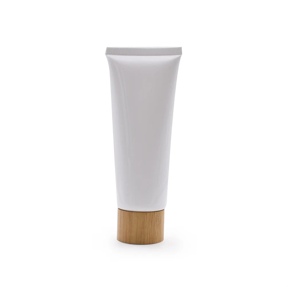 100g Cosmetic White Facial Cleanser Soft Tube Hand Cream 100ml Squeeze Tube with Bamboo Flip Cap