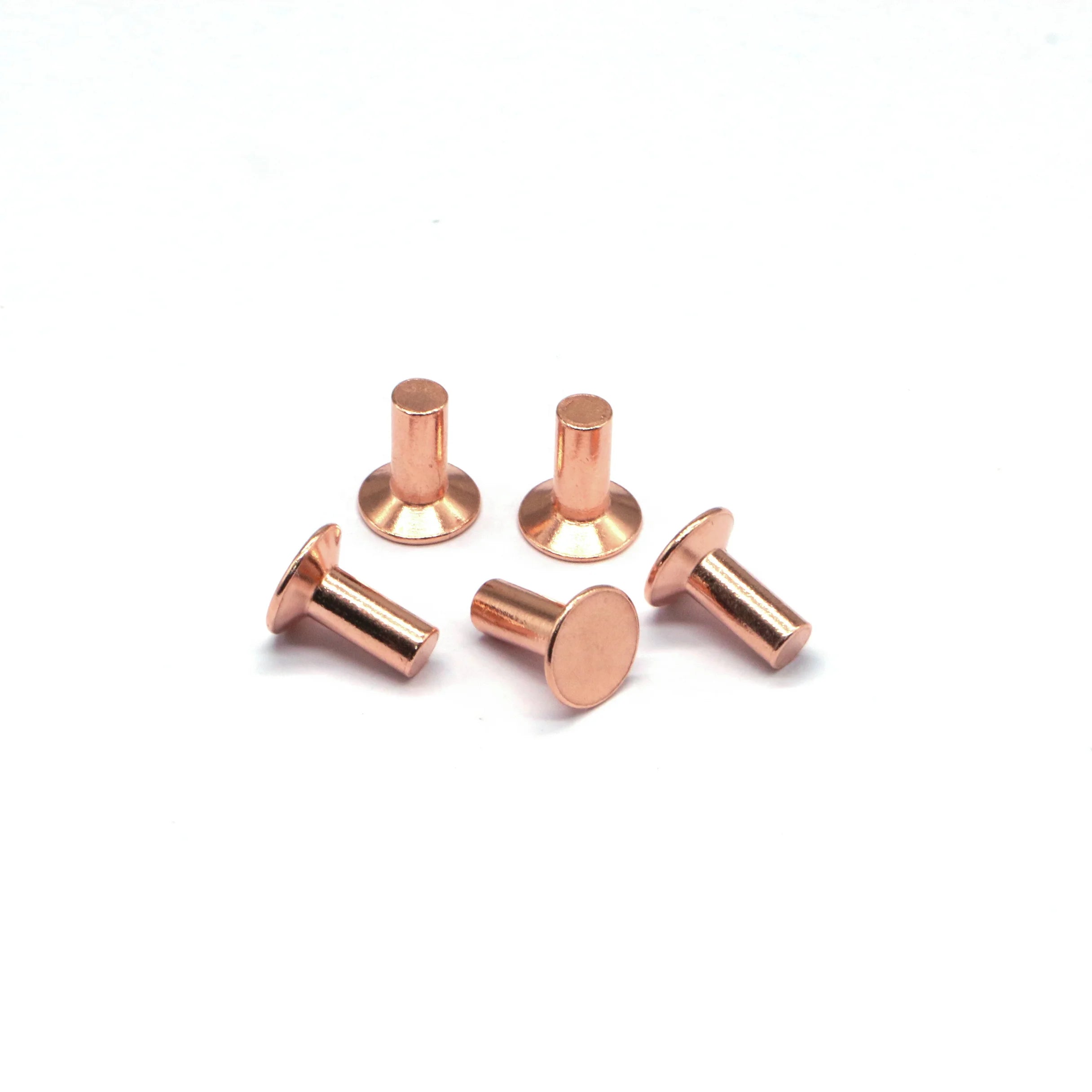 China Manufacturer Saitong Brand ISO9001 Certified Custom High Quality Polished Red Copper Countersunk Head Solid Rivets 5x3x8mm