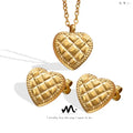 Factory Price Italian Design 18K Gold Plated Stainless Steel Jewelry Set Loving Heart Shape Small Necklace and Earring