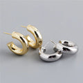 SP Fine Jewelry High Quality 925 Sterling Silver Chunky Style C Shape Stud Earrings for Women