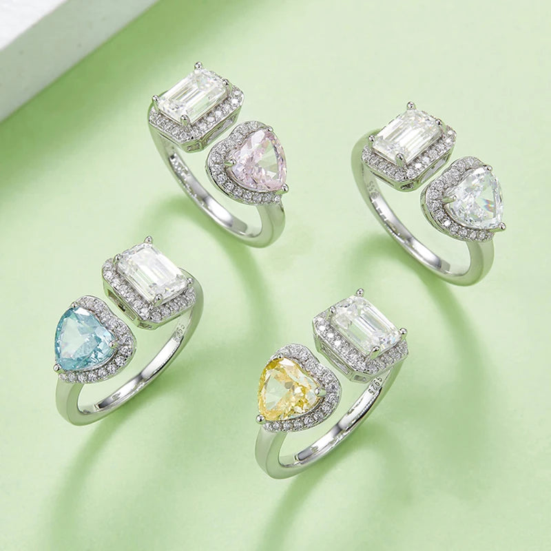 Abiding Jewelry Women Solid 925 Sterling Silver Wholesale Price GRA VVS1 DEF Color Moissanite Diamond Toi Et Moi Ring