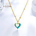 Ason Jewelry Fashion Stainless Steel Two Tone love Heart Shaped Shell Necklace 18K Gold Plated Heart Pendant Necklace for Women