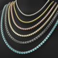 Hip Hop Ice Out  3mm 4mm 5mm 6mm Black Blue 925 Sterling Silver VVS Moissanite Diamond Tennis Bracelet Link Chain Necklace