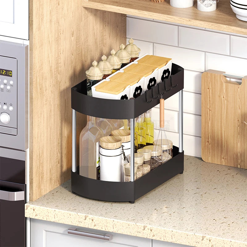 2 Layers Under the Sink Storage Kitchen Spices Storage Rack Multi-Functional Storage Rack