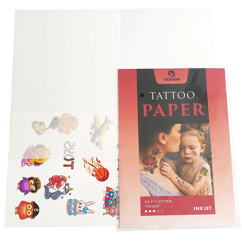 YESION Printable Temporary Tattoo Paper A4 Size DIY Tattoo Paper Transfer Decal Paper for Inkjet Printer DIY Kids Tattoo Sticker