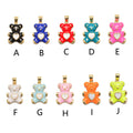 Mini Black Blue Green Orange Light Aqua Pink Red Yellow Enamel Gold Bear Charms Pendant for Jewelry Necklace Making DIY 15x20mm