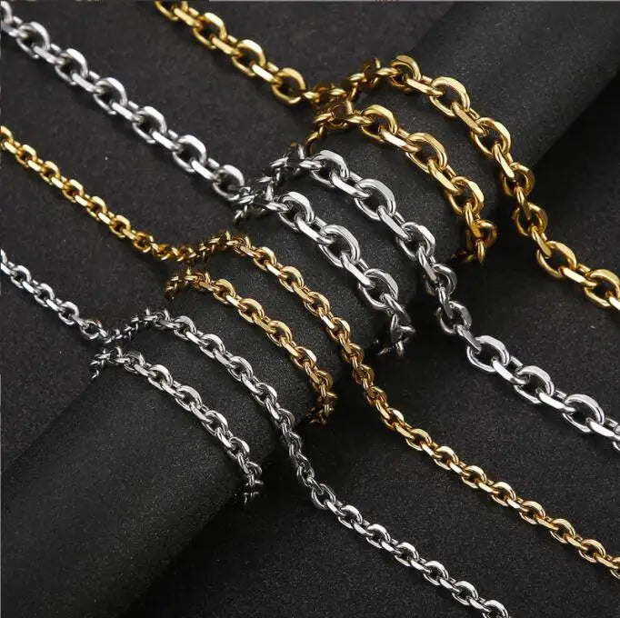 Simple Stainless Steel Bracelet Necklace Set O Word Cut Chain Cross Chain Titanium Steel Chain Accessories Wholesale