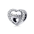 925 Sterling Silver My Sweet Sister Heart Charm Fit Bracelet Necklace Metal Bead Accessories Jewelry Making SCC1141