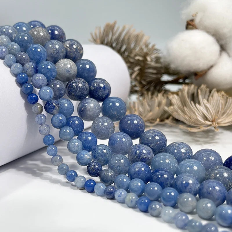 Natural Smooth Round Stone for Jewelry Making Blue Aventurine Gemstone Loose Beads 4mm 6mm 8mm 10mm 12mm