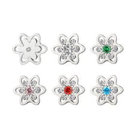 Flower Jewelry Titanium CZ Paved 16G Inernally Threaded Piercing Labret Helix Earring Top