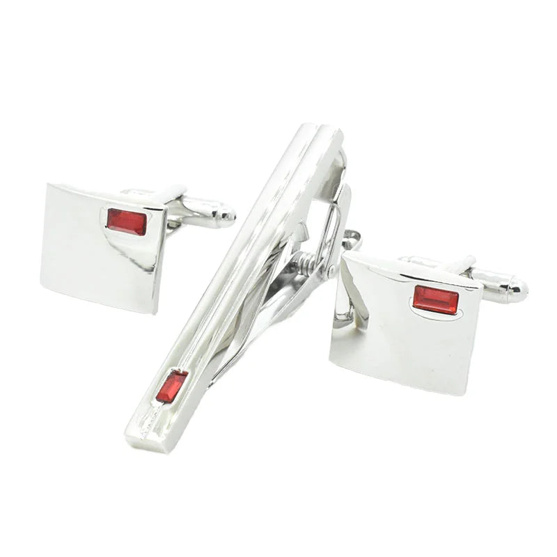 Wholesale Crystal Diamond Elegant Cufflinks Tie Clips Custom Men Suit Shirt Fashion Accessory Wedding Tuxedo Trendy Jewelry Gift