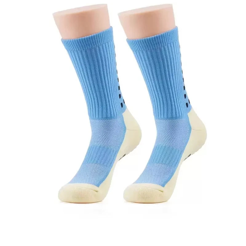 Professional Anti-Slip Football Training Socks with Round Silicone Suction Cup Youth Customizable Match Socks