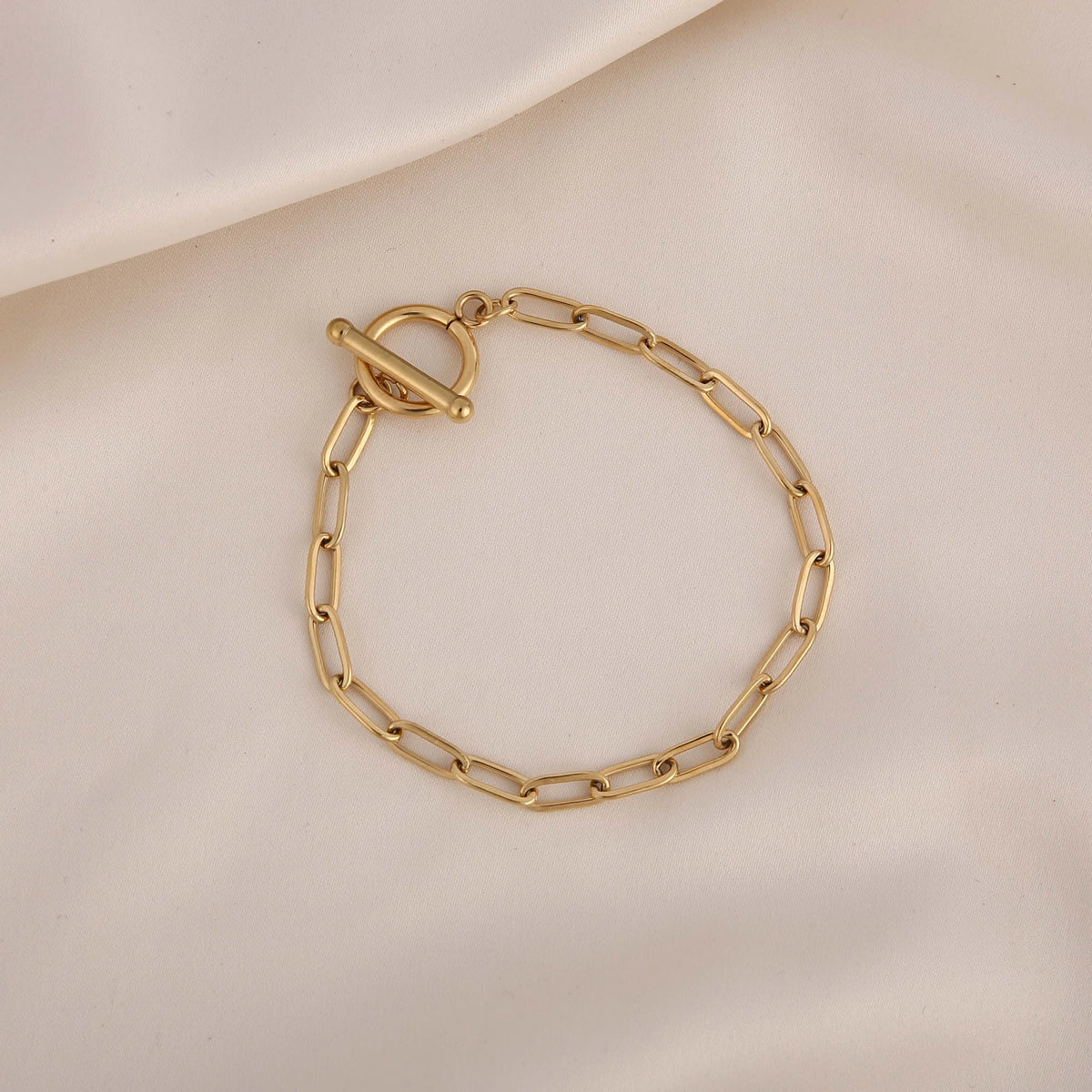 18k PVD Toggle Paper Link Chain Toggle Bracelet Stainless Steel Jewelry Wholesale