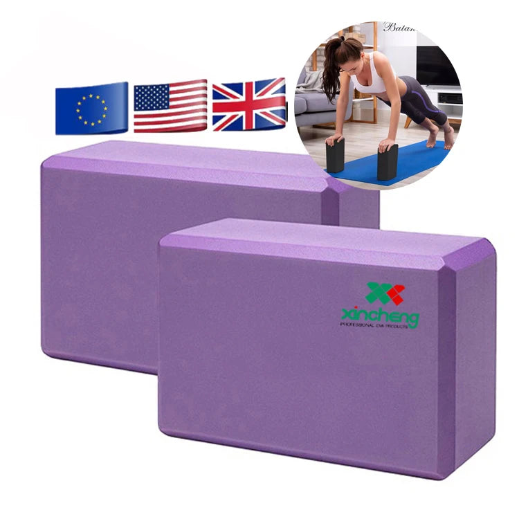 2026 High Density 2-Pack EVA Foam Yoga Block Non-Slip Surface 9*6*4-for Sports Fitness General Stretching Featuring Yoga Strap