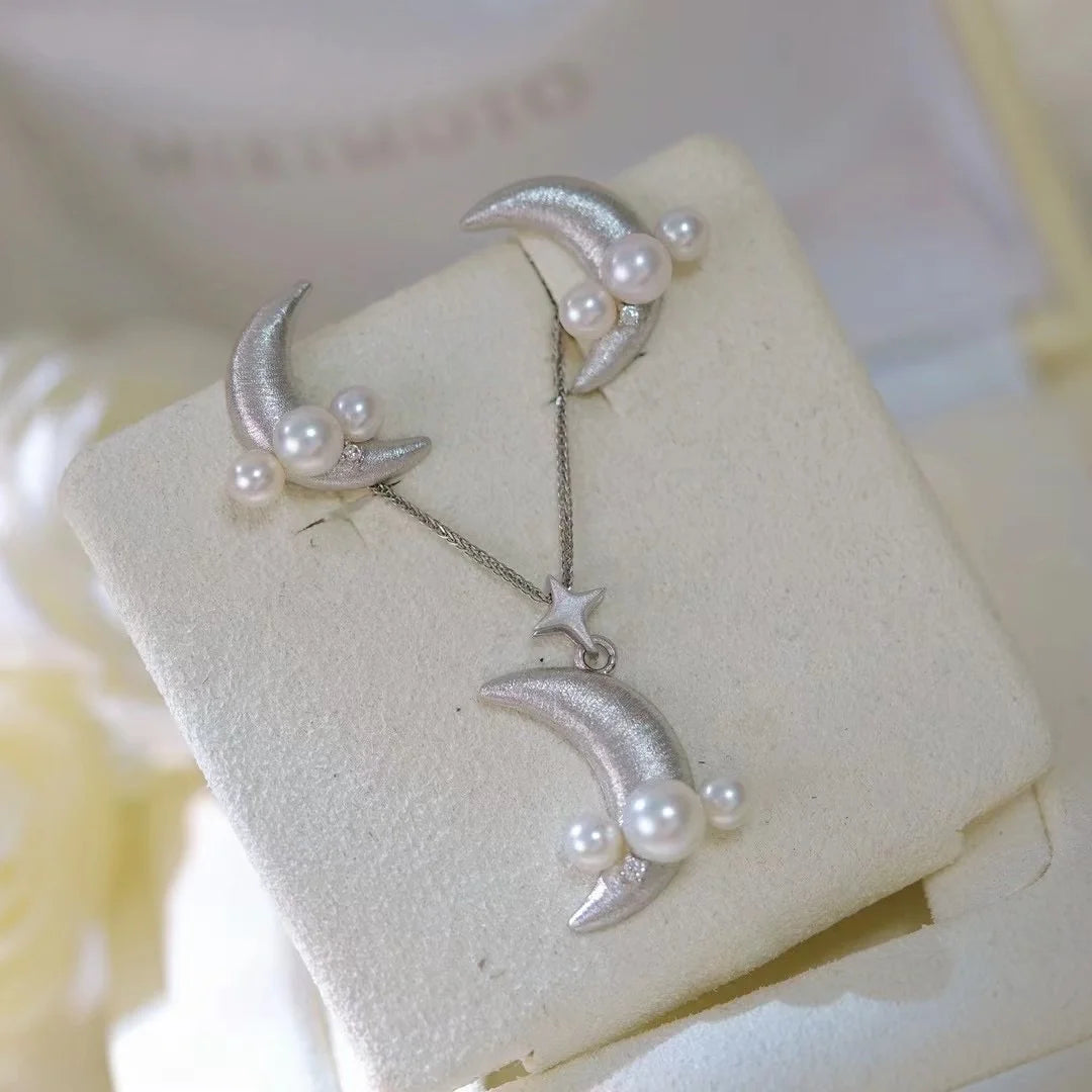JW121 4-7mm DIY Natural Real Freshwater Pearl Set Charm Accessories 925 Sterling Silver Gold Plated Jewelry Set for Women