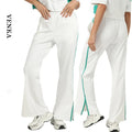 Women's Nylon High Waist Fitness Workout Casual Sweatpants Elastic Waistband Contrast Color Loose Wide Leg Ladies Yoga Pants