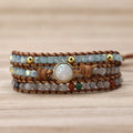 Handmade Braccialetto Multi-layer Natural Stone Beads Braided Bracelet Boho Woven Bracelet for Women