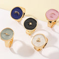New Fashion Alloy Moon Lightning Heart Rings Jewelry Gifts Finger Rings for Girls